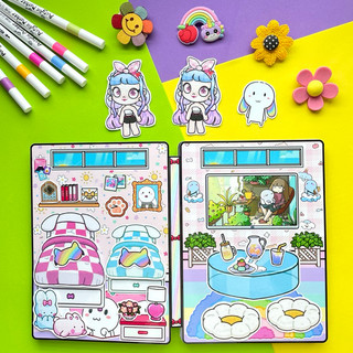 (Mới) Đồ chơi sổ Thỏ bảy màu hoá thân thành cô bé xinh đẹp trong thế giới Avatar World - Búp bê giấy Pighandmade