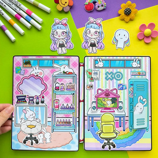 (Mới) Đồ chơi sổ Thỏ bảy màu hoá thân thành cô bé xinh đẹp trong thế giới Avatar World - Búp bê giấy Pighandmade