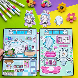 (Mới) Đồ chơi sổ Thỏ bảy màu hoá thân thành cô bé xinh đẹp trong thế giới Avatar World - Búp bê giấy Pighandmade