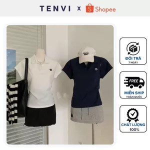 Áo Polo Nữ Cộc Tay Cánh Dơi Thêu chữ TB Nổi Trước Ngực Tôn Dáng Phong Cách Hàn Quốc Chất Poly T28