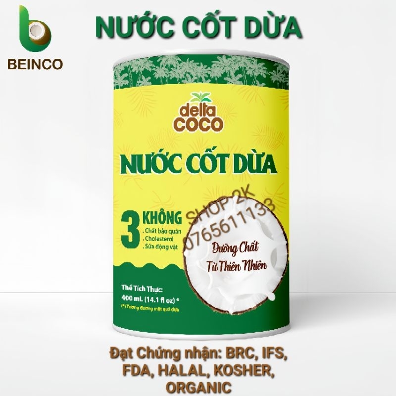 Nước Cốt Dừa Bến Tre Delta CoCo lon 400ml | Shopee Việt Nam