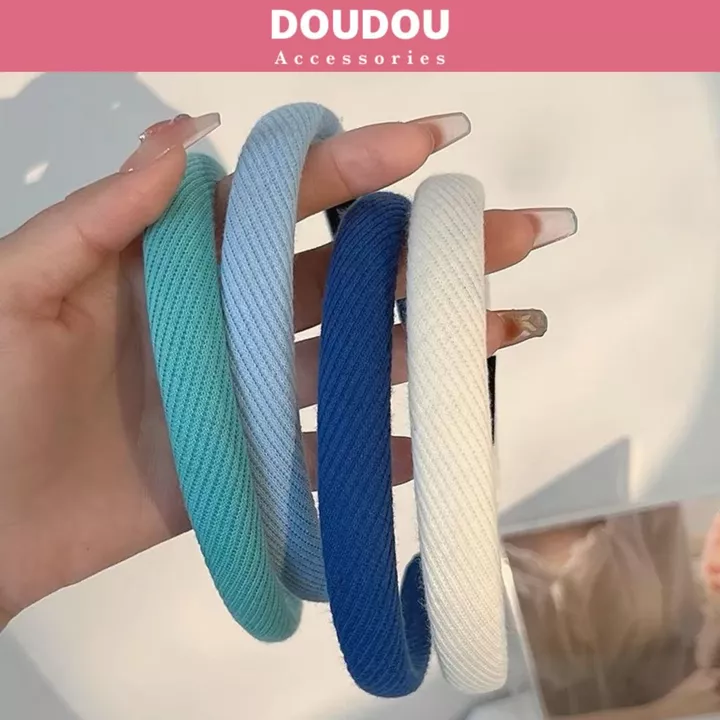 Băng đô cài tóc Doudou Bờm tóc nữ Cài tóc bản nhỏ 2.5cm Băng đô tóc vải phong cách Hàn Quốc FG023