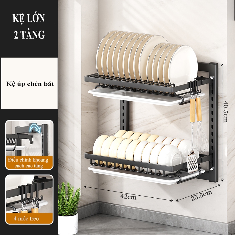 Kệ chén treo tường inox HOMELOVE Kệ để đồ nhà bếp đựng bát đĩa đa năng ...