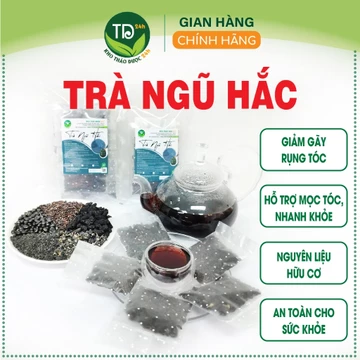 Trà ngũ hắc (gạo lứt, đậu đen, mè đen, kỳ tử đen, dâu tằm), đã rang thơm,kích thích mọc tóc, đẹp da, ngừa bạc tóc sớm