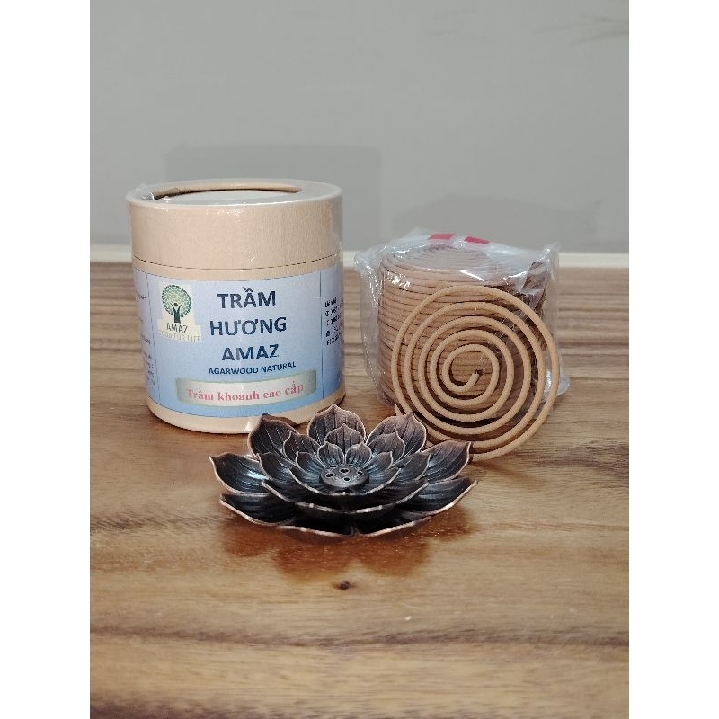 Nhang khoanh 4h trầm hương - combo nguyên bộ kèm dụng cụ đốt