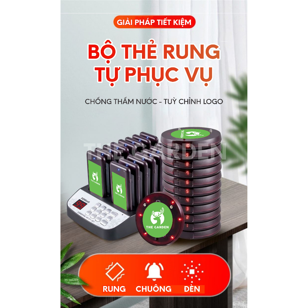 BỘ THẺ RUNG order 16 thẻ GREENBAR gọi khách tự phục vụ tầm xa 100m - ảnh 3