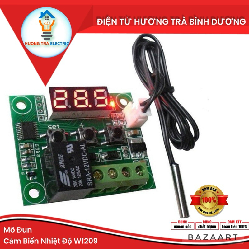 Mạch cảm biến nhiệt độ W1209 12V, chế máy ấp trứng, máy ủ sữa chua, điều khiển máy phun sương
