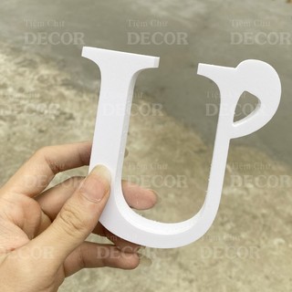 Chữ Fomex 10cm T2 In Hoa trang trí dán tường - biển quảng cáo chữ màu trắng decor quán