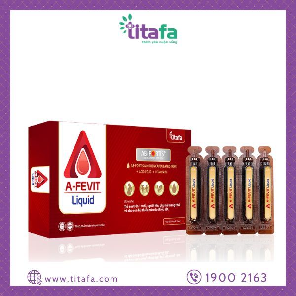 Sắt nước A FEVIT LIQUID (HỘP 20 ống x 10ml)-Hỗ trợ cho người thiếu máu ...