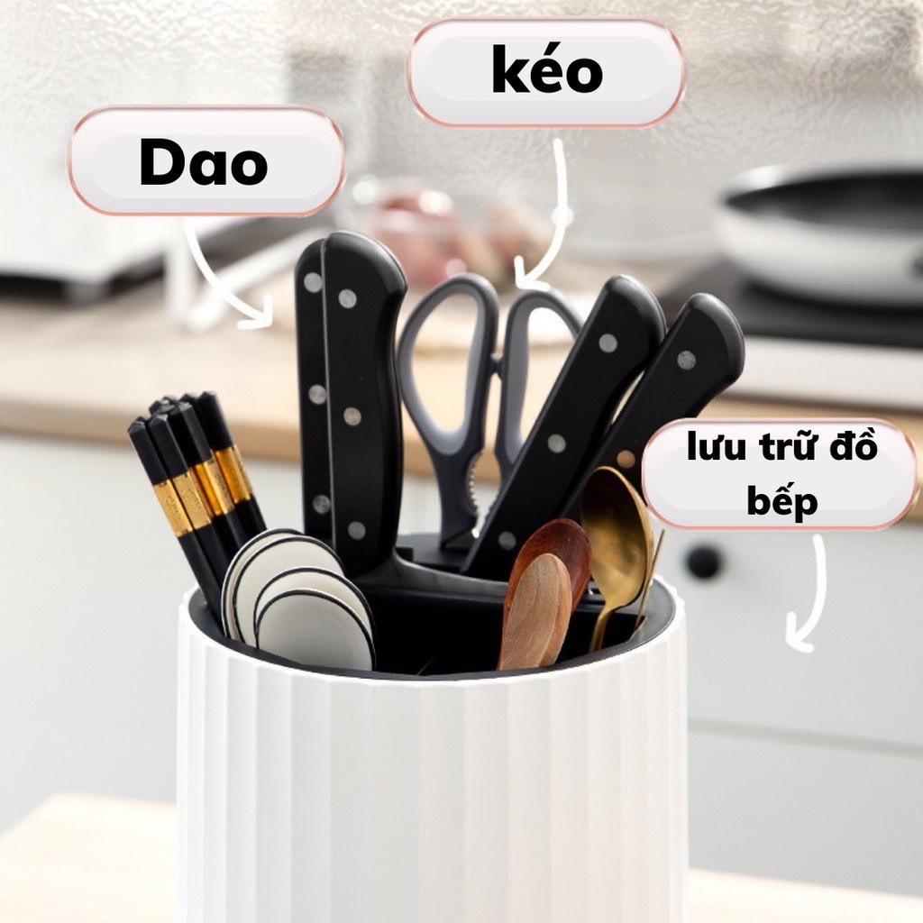 Ống Đựng Đũa Muỗng Dao Đũa Đa Năng Xoay 360 Độ Chất Liệu Nhựa An Toàn Tiện Dụng AMIZIN