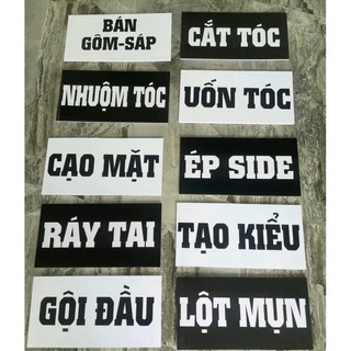 SÉT THẺ DỊCH VỤ TRANG TRÍ TIỆM TÓC NAM KÍCH THƯỚC 15x39 CM MẪU MỚI 2024