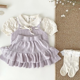 𝐀𝐩𝐫𝐢𝐥 𝐛𝐞́𝐛𝐞́ - Cutemily Set bộ len mỏng mùa hè xếp tầng dễ thương đáng yêu cho bé gái