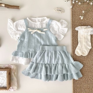 𝐀𝐩𝐫𝐢𝐥 𝐛𝐞́𝐛𝐞́ - Cutemily Set bộ len mỏng mùa hè xếp tầng dễ thương đáng yêu cho bé gái