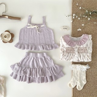𝐀𝐩𝐫𝐢𝐥 𝐛𝐞́𝐛𝐞́ - Cutemily Set bộ len mỏng mùa hè xếp tầng dễ thương đáng yêu cho bé gái