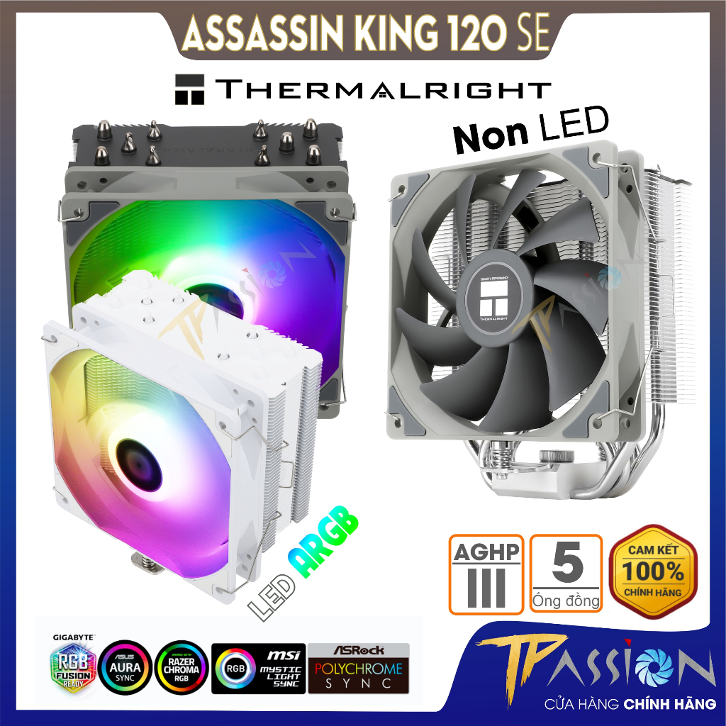 Thermalright Assassin King 120 SE Dissipatore Per CPU - 5 Heatpipe, Ventola PWM 120mm - Per Intel LGA1700/1200/115x E AMD AM4/AM5 - 4