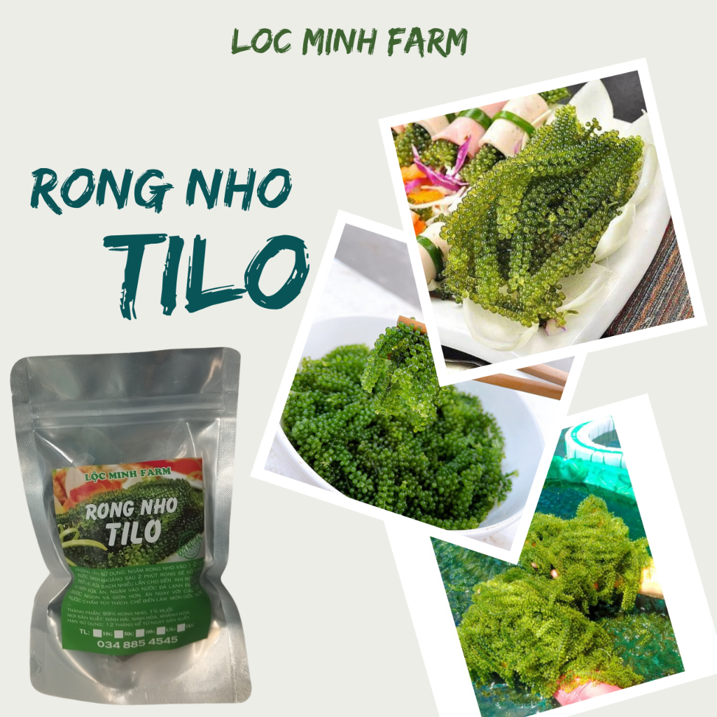[3kg rong nho tilo gồm 30 gói 100gr] rong nho loại 1, thơm vị biển, giá ...