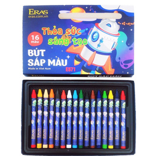 Hộp Bút Sáp 16 Màu Eras, Chất Liệu An Toàn, Thiết Kế Đẹp Mắt- 16 Màu/hộp