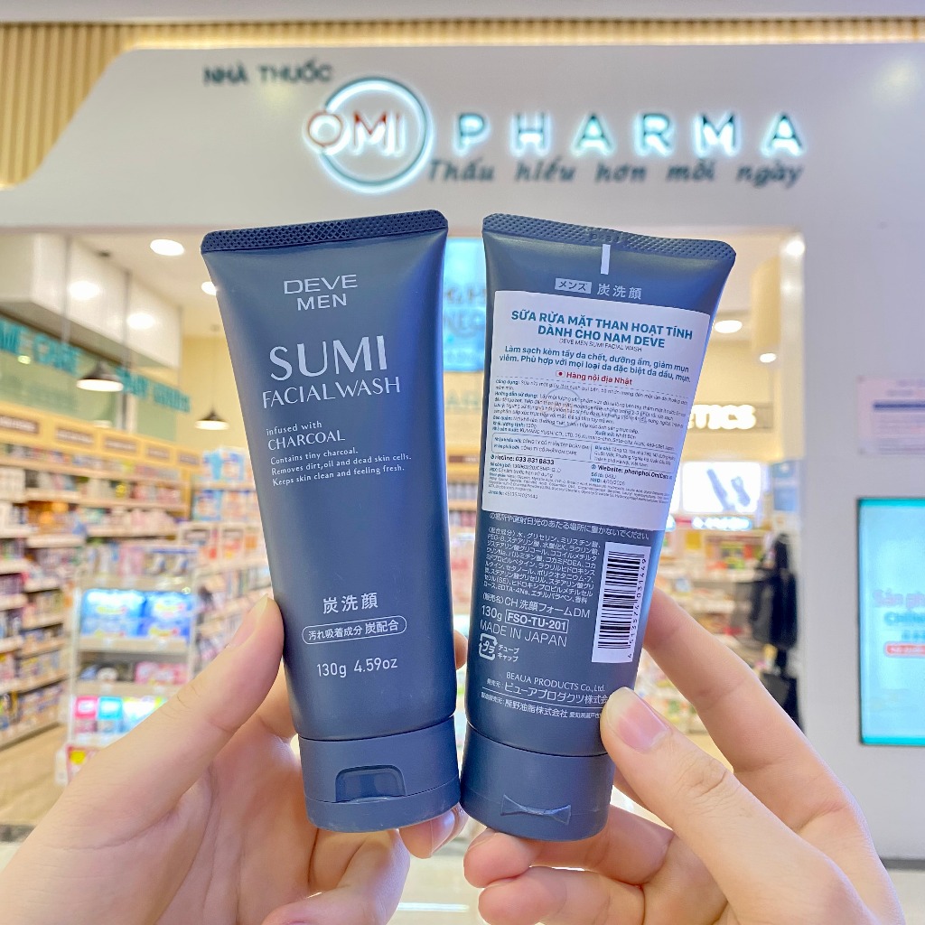 Ảnh Sữa Rửa Mặt Deve Men Sumi Facial Wash Than Hoạt Tính Dành Cho Nam Nhật Bản (Tuýp 130g) 1