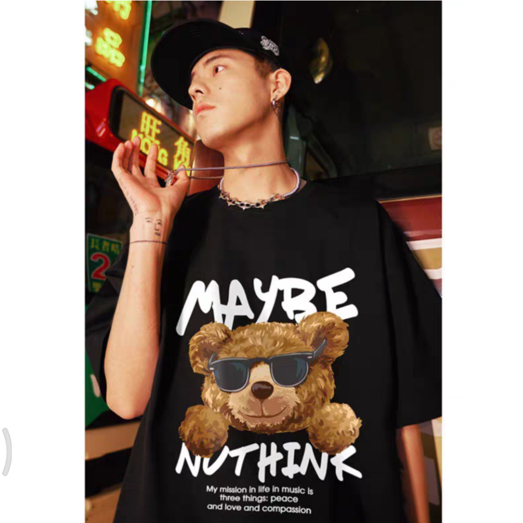 [Vải 250 Gsm] Áo Thun Gấu Đôi Maybe Vải Cotton Cao Cấp Co Gian 2 Chiều Mềm Mịn Thoáng Mát Thấm Hút Mồ Hôi