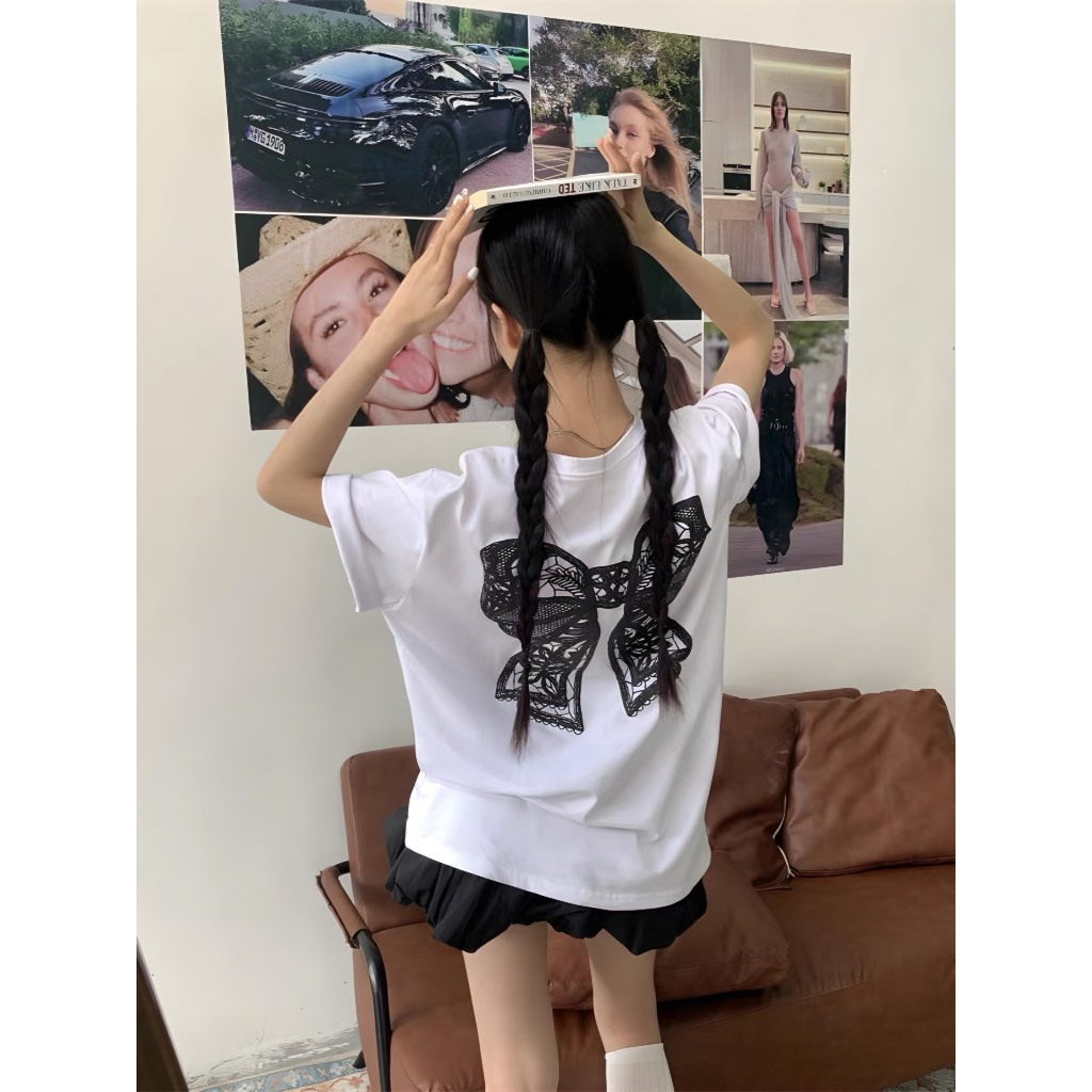 [Tặng Kèm Bow Tie Korea] Áo Thun Nơ Lụa Cao Cấp Cotton Premium Co Giãn 2 Chiều Thấm Hút Mồ Hôi APNO2