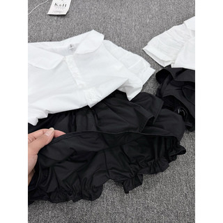 Váy bé gái,Sét sơ mi trắng chân váy đen xoè kèm nơ cho bé 10-30kg