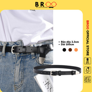 Thắt lưng da thật nữ nam bản nhỏ y2k phong cách phương Tây, dây nịt unisex thời trang bản 2.3cm TL87