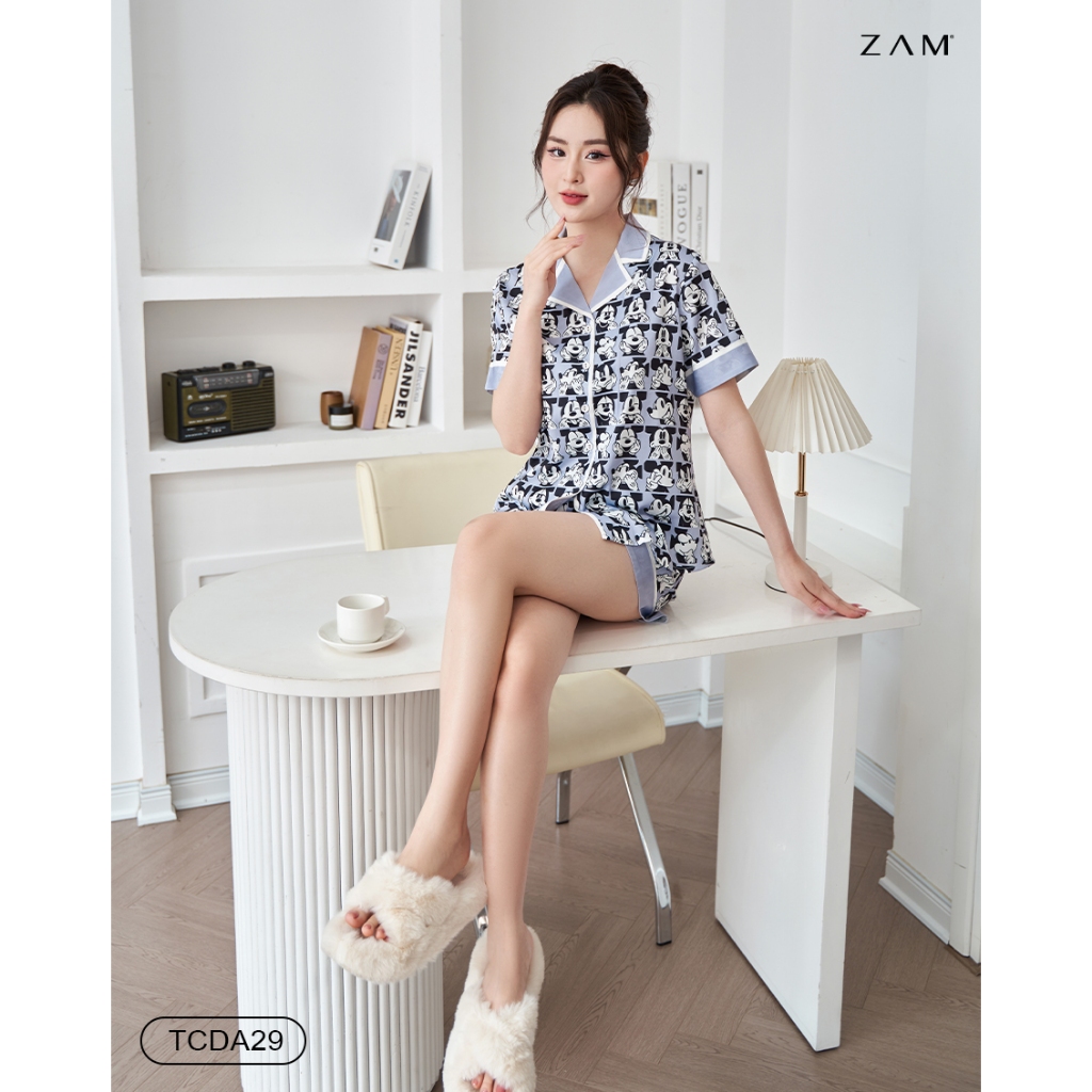 Ảnh BỘ MẶC NHÀ SHE BY ZAM - TCDA29 - BỘ NGẮN TAY QUẦN ĐÙI MICKEY XÁM 2