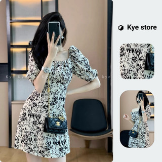 Váy dáng A KYE chất liệu trượt Hàn cổ vuông có thể mặc trễ vai Liila dress