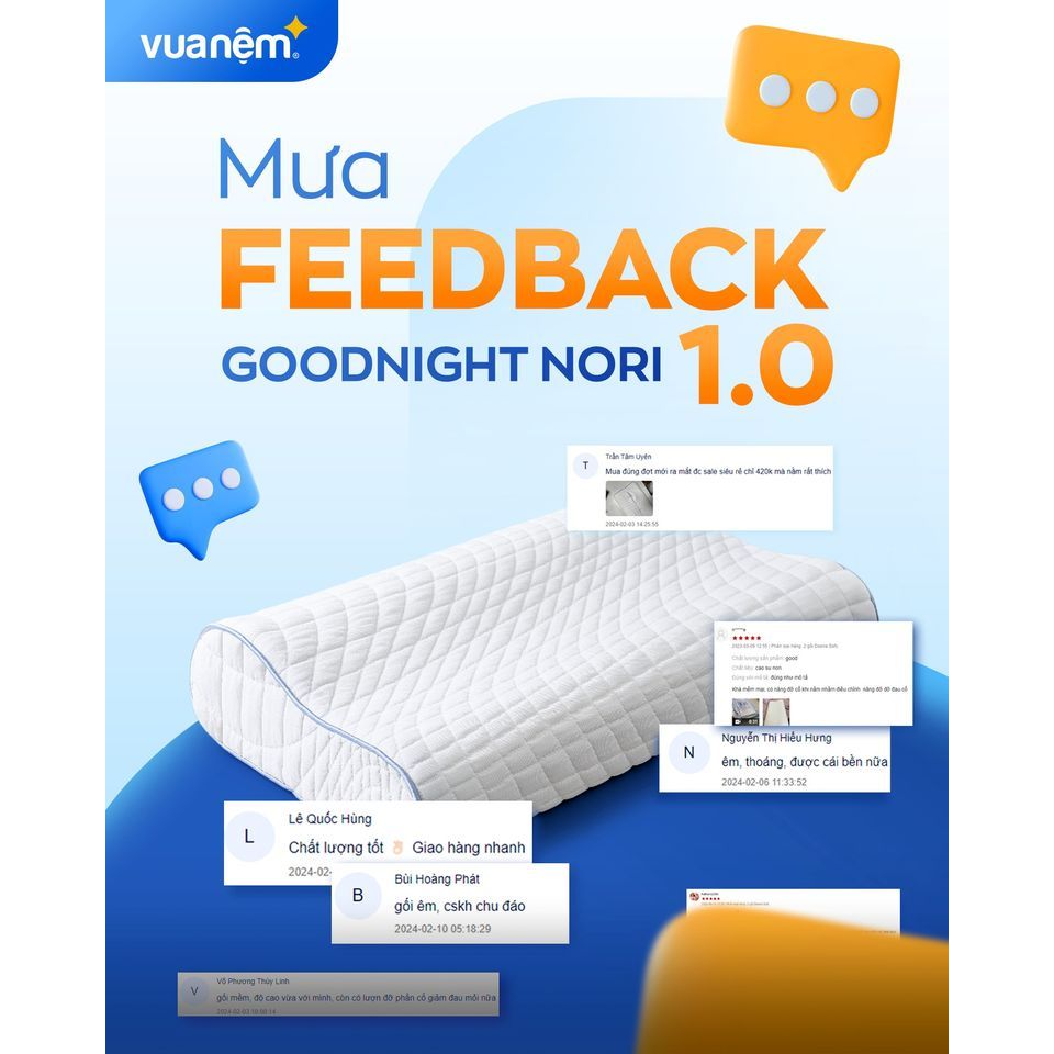 Gối Foam Goodnight Nori 1.0 30x60 cm lượn sóng nâng đỡ cổ vai gáy | BigBuy360 - bigbuy360.vn