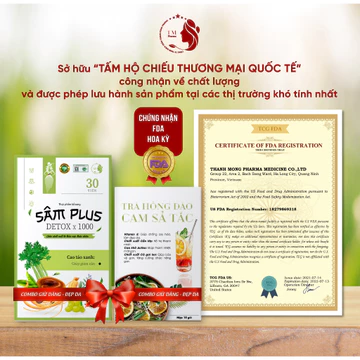 COMBO Kẹo Giảm Cân Sâm Plus Detox x 1000 Và Trà Hồng Đào Cam Sả Tắc Hỗ Trợ Giảm Cân An Toàn Hiệu Quả