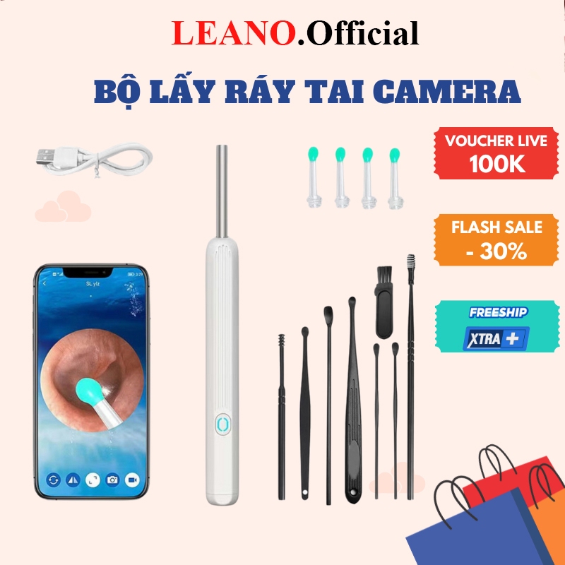 Dụng cụ lấy ráy tai có gắn camera nội soi đa năng LEANO BH 12 tháng kết ...