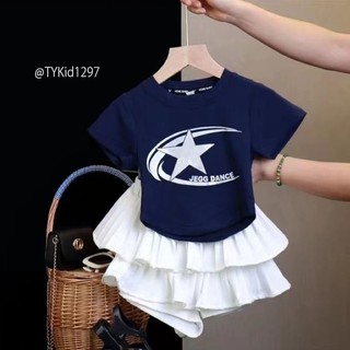 Quần áo trẻ em, Quần áo hè bé gái, set áo ngôi sao và chân váy xòe cho bé 9-22kg S1297 | Tiểu Yến KID