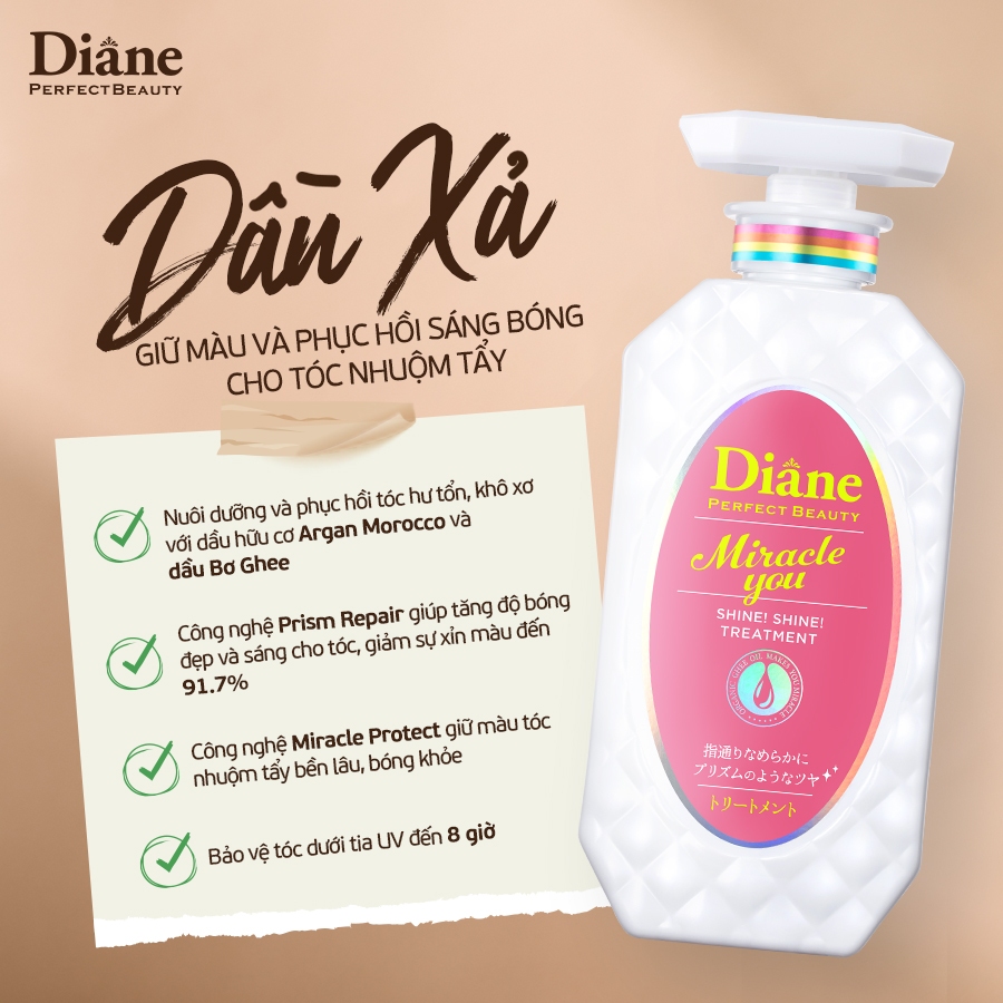 COMBO Dầu Gội Xả, Serum Phục Hồi Sáng Bóng Dành Cho Tóc Nhuộm Tẩy Diane  Miracle You Shine Shine | Shopee Việt Nam