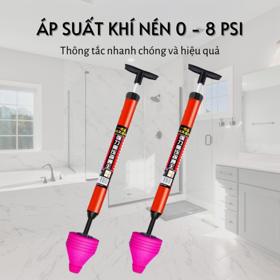 Ảnh Cây bơm thụt ,cây thông bồn cầu bằng khí nén áp lực cao, thông tắc bồn cầu thoát nước sàn 2