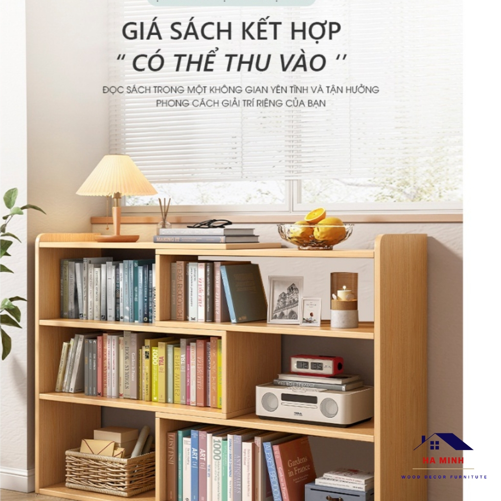 Kệ sách để sàn đa năng thay đổi tùy chỉnh kích thước, để sách đồ dùng trang trí phòng khách - HM209