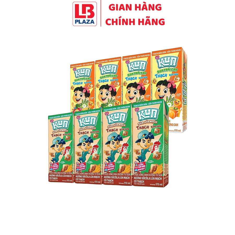 Lốc Kun sữa có thạch 170ml (Cam/ Sôcôla lúa mạch) | Shopee Việt Nam