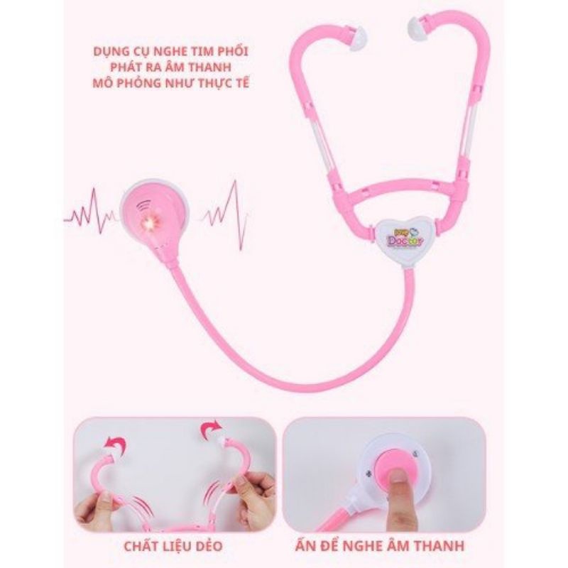 Ô tô Đồ Chơi Bác Sĩ Xe Cứu Thương Cho Bé Gái Đóng Vai Y Tá Khám Bệnh Có Đèn Nhạc Đồ Chơi Nhập Vai - PUPU H