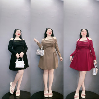 Đầm thiết kế thời trang big size nữ hottrend tay dài trễ vai dáng xòe dáng hách sang chảnh thời trang trẻ trung G231