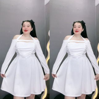 Đầm thiết kế thời trang big size nữ hottrend tay dài trễ vai dáng xòe dáng hách sang chảnh thời trang trẻ trung G231