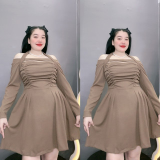 Đầm thiết kế thời trang big size nữ hottrend tay dài trễ vai dáng xòe dáng hách sang chảnh thời trang trẻ trung G231