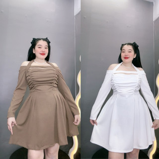 Đầm thiết kế thời trang big size nữ hottrend tay dài trễ vai dáng xòe dáng hách sang chảnh thời trang trẻ trung G231