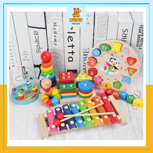 Đồ Chơi Xếp Hình Bằng Gỗ Combo 6 Món Đồ Chơi Gỗ Cho Bé Đồ Chơi Tư Duy - PUPU HOUSE