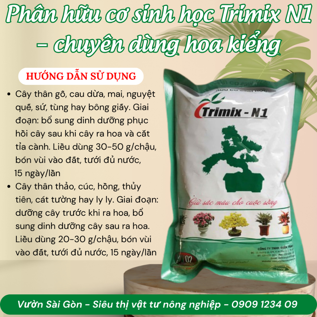 Phân hữu cơ sinh học Trimix N1 - chuyên dùng hoa kiểng 4
