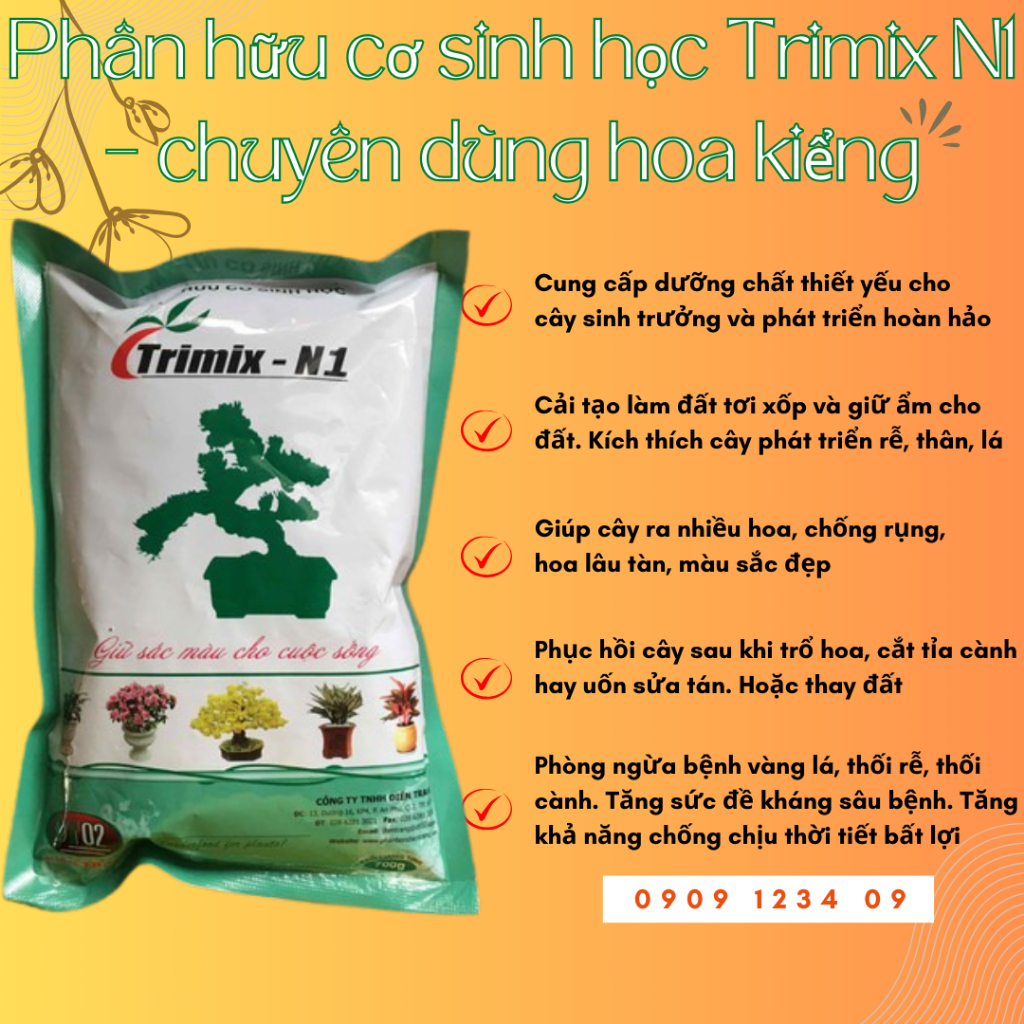 Phân hữu cơ sinh học Trimix N1 - chuyên dùng hoa kiểng 3