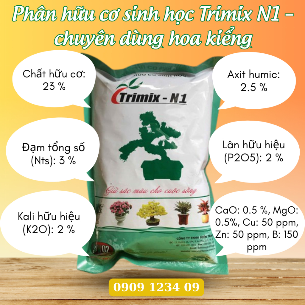 Phân hữu cơ sinh học Trimix N1 - chuyên dùng hoa kiểng 2