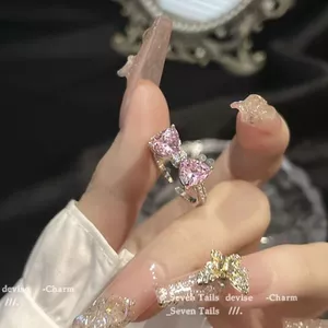 Nhẫn Mạ Bạc 925 Họa Tiết Bông Hoa Siêu Xinh, Đính Đá Lấp Lánh, Phong Cách Hàn Quốc Satefy Pin