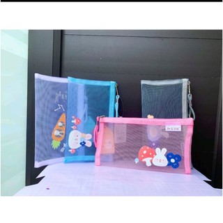 Túi đựng bút thỏ xinh 3 màu tiện ích cỡ A6, có khóa kéo (20x12cm)