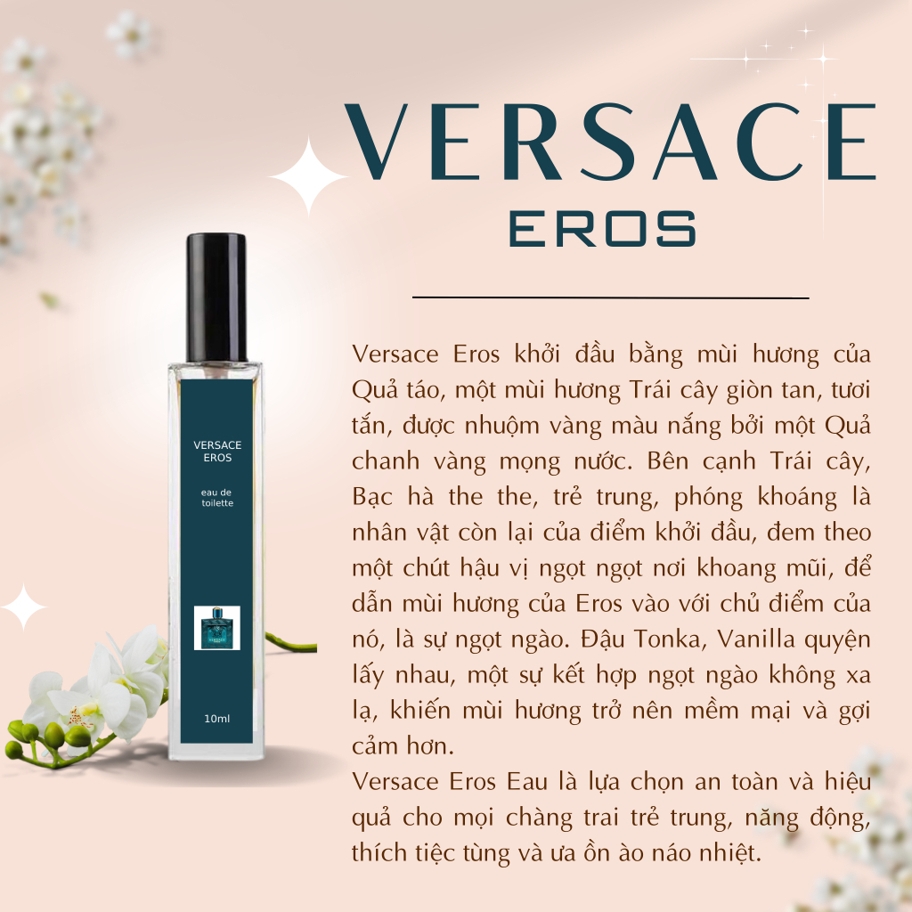 [Nước hoa chiết Cao Cấp 10ml] Versace Eros For Men -Phong cách:  Sexy, Gợi cảm, Cuốn hút