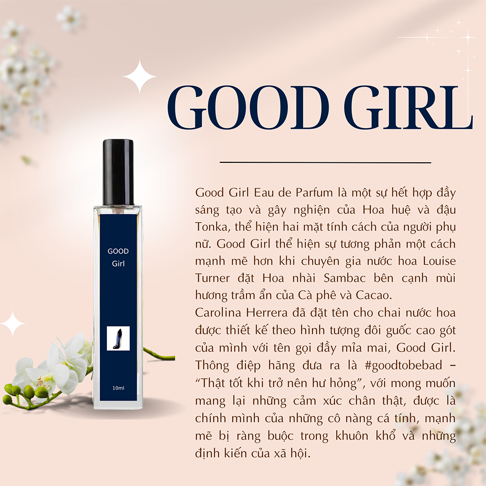 [Nước hoa chiết Cao Cấp 10ml] Carolina Herrera Good Girl -Mùi hương: Gợi cảm, Huyền bí và Ngọt ngào