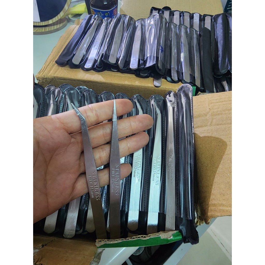 2 Cái, 5 Cái Nhíp Gắp Chỉ, Nhíp Xỏ Chỉ Thép Không Gỉ Cong & Thẳng